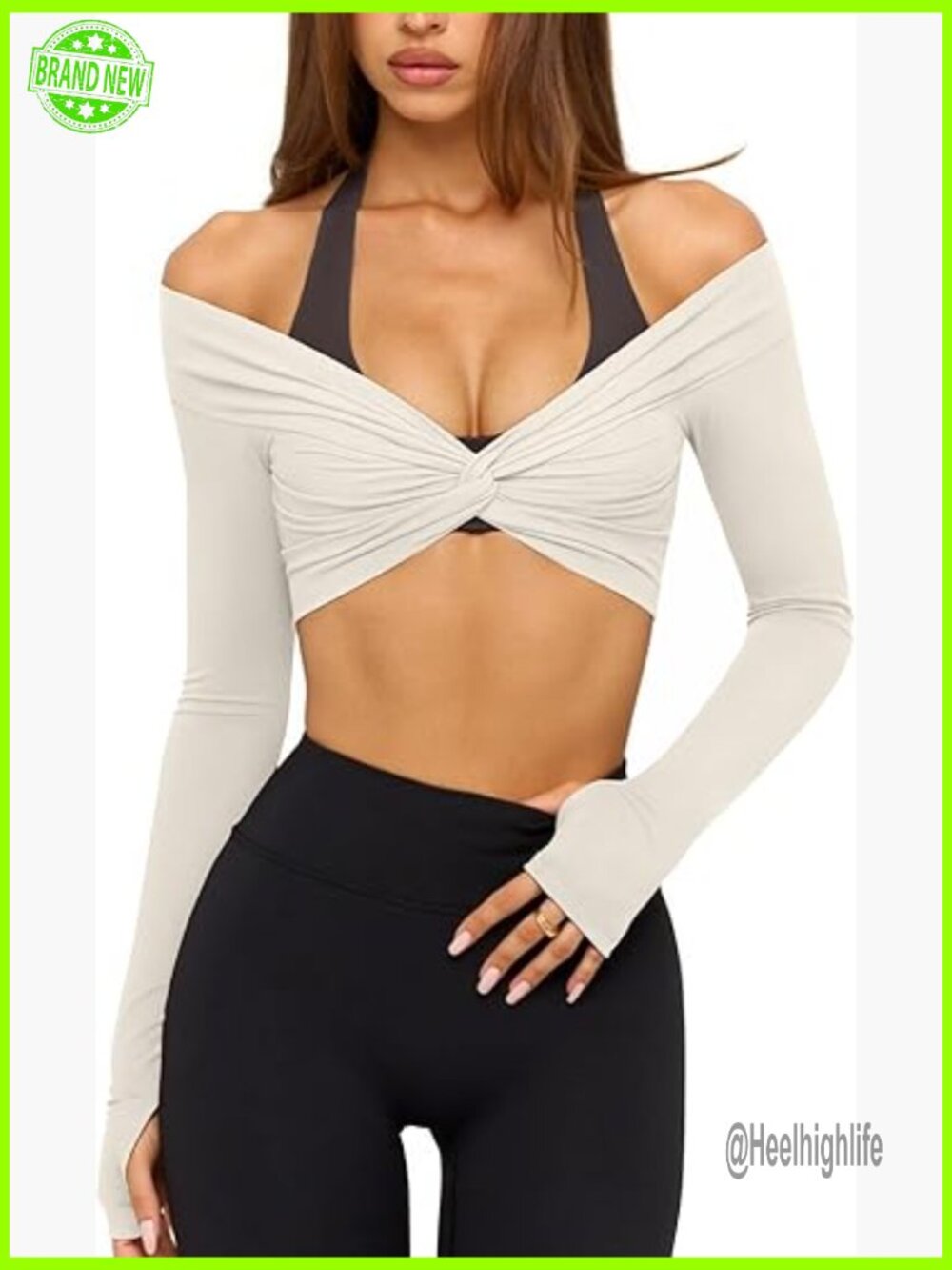 Long Sleeve Twist Front Wrap Crop Top Yoga Ballet Shrug